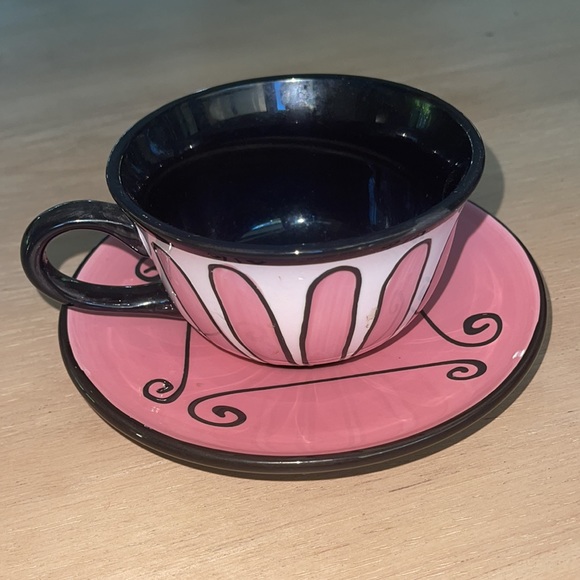 Fitz and Floyd Kitchen Fitz And Floyd Pink Cup And Saucer Gourmet
